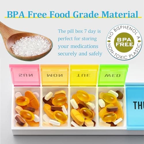 Portable Weekly Pill Box Organiser Push Button Pop Open Lids — view 6