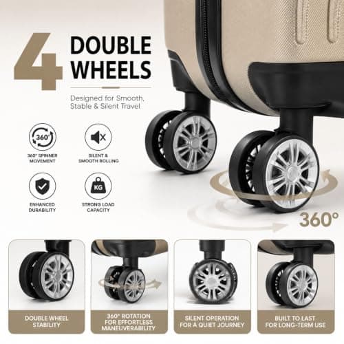 DK Luggage 24" Medium Hard Shell Suitcase 4 Wheel Spinner ABS25 (Gold, 24" Medium) — view 5