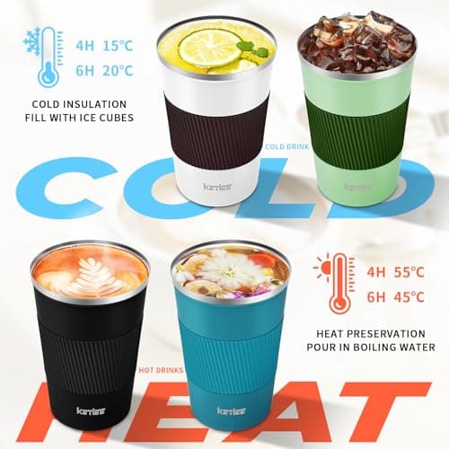 KETIEE Travel Mugs, 380ml Insulated Coffee Cup with Leakproof Lid,Reusable Coffee Travel Cups,Coffee Travel Mug,Double Walled Coffee Mug,Stainless Steel Thermal Mug for Hot Cold Drinks,Black — view 5