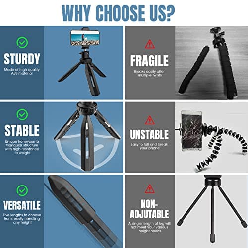 Phone Tripod, RealPlus Flexible Mini Tripod for iPhone Android Phones Small Camera with Carrying Bag-Gift for Women & Men — view 2