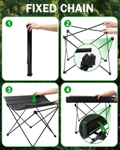 Portable Camping Table, Small Folding Camping Table with Carry Bag, Lightweight Aluminum Foldable Outdoor Table, Compact Picnic Table for Camping, Hiking, Fishing, BBQ, Garden, Patio, Beach, Travel — view 4