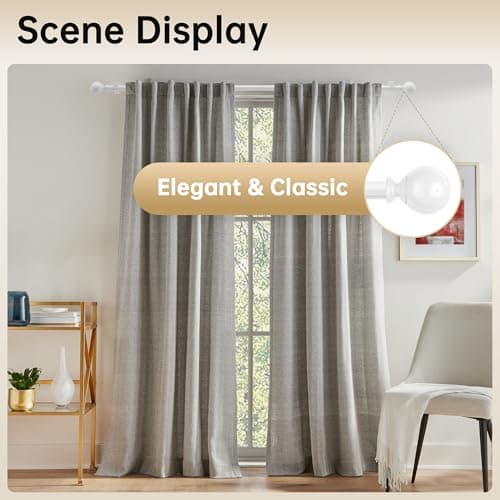 Curtain Poles for Windows 76 to 350 CM, 19MM Diameter Adjustable Drapery Rods for Eyelet Curtains, Extendable Metal Curtain Poles, for Living Room Bedroom, White — view 6