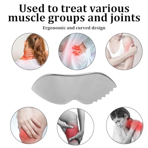 ExcellaElite 2Pcs Body Gua Sha Stainless Steel, Metal Gua Sha Massage Tool for Face Neck Back Legs and Other Body Parts — view 4