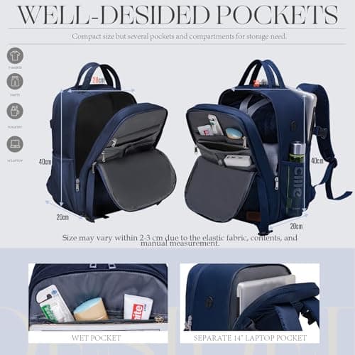 Lossga for Ryanair Cabin Bags Underseat 40x30x20 Anti Theft Carry-ons 40x20x25, Travel Backpack Cabin Size Hand Luggage Bag with Water Bottle Holder — view 3
