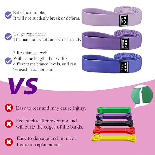 CEILIWEN Resistance Bands Set of 3, Long Fabric Resistance Bands with 3 Resistance Levels for Full Body Workout, Pull up Loop Bands for Women/Men Strength Training, Yoga, Pilate, Fitness — view 5