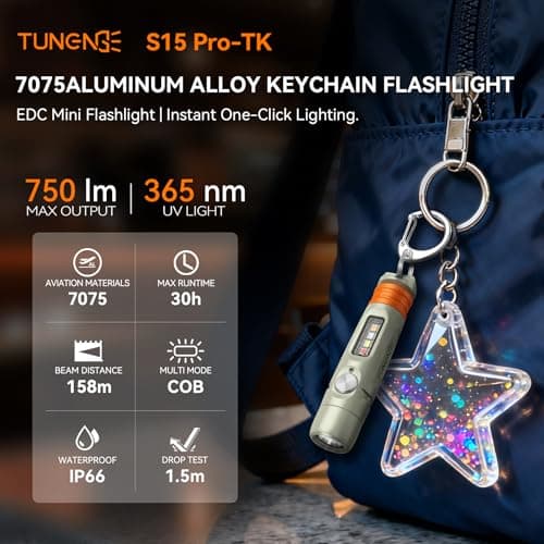 S15PRO-TK Rechargeable EDC Keychain Flashlight,750Lm Mini Light & COB — view 2