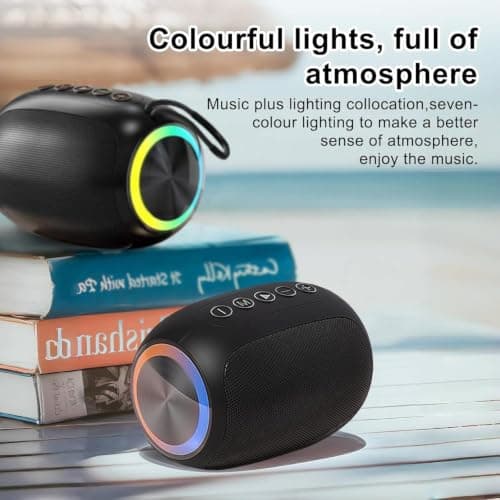 IKHPHE Bluetooth Speaker, Portable Wireless Speaker 18-Hour Playtime, 10M Bluetooth Range, Enhanced Bass, Noise-Cancelling Mic, Black — view 3