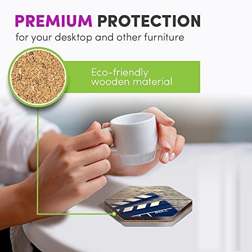 DV DESIGN 1 x Eco Boxed Cork Hexagon Coaster - Roll Camera Action Movie Film Drink Cup Mug Glass Table Protection Mat #3738 — view 4