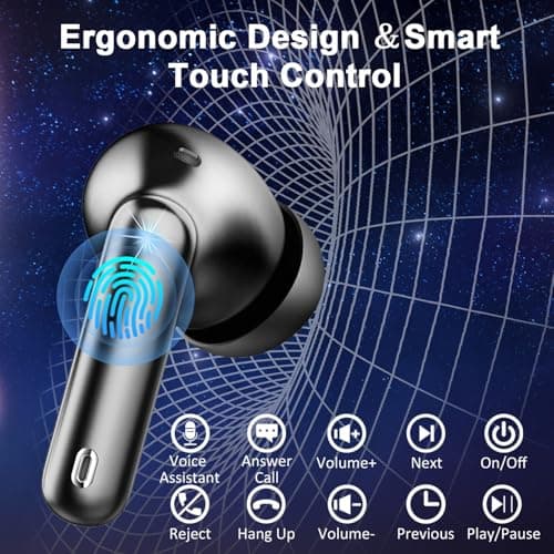 2026 Wireless Earbuds, Bluetooth 5.4 Headphones HiFi Stereo, 50H Playtime Ear buds with 4 ENC Noise Cancelling Mics, In Ear Earphones Deep Bass, IP7 Waterproof Earbuds with LED Display, Fast Charging — view 6