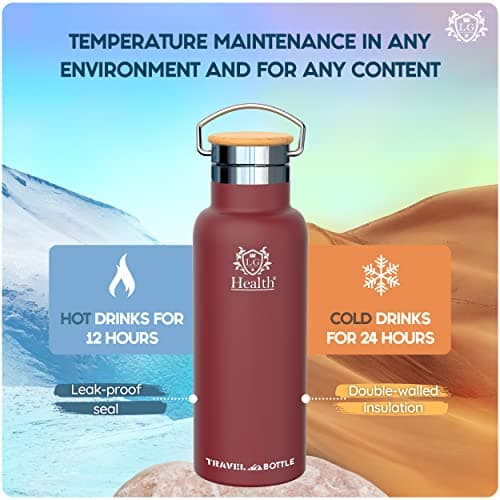 Insulated Water Bottle 500 ml Stainless Steel Vacuum Flask with Neoprene Sleeve, 2 Lids: Sport & Leak-Proof, BPA Free, Drinks Cold 24h/Hot 12h, Travel Flask for Gym, Hiking & Office — view 6