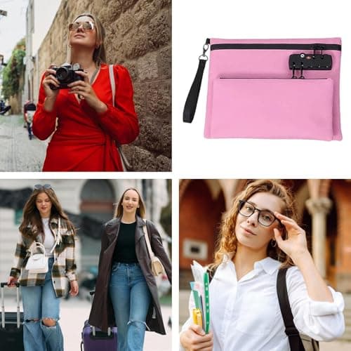 Money Bags with Lock and Zipper | Travel Lock Container | Reusable Zip Locks Travel Bags | Double Layer Portable Lockable Safe Storage for Personal Items, Anti-Theft Zip Password Lock Handbag — view 4