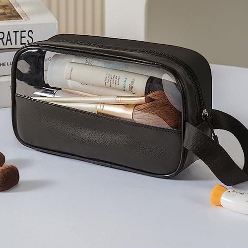 FIYUK Toiletry Travel Wash Bag Waterproof Portable Traveling Accessories Organizer for Women and Men, Black — view 3