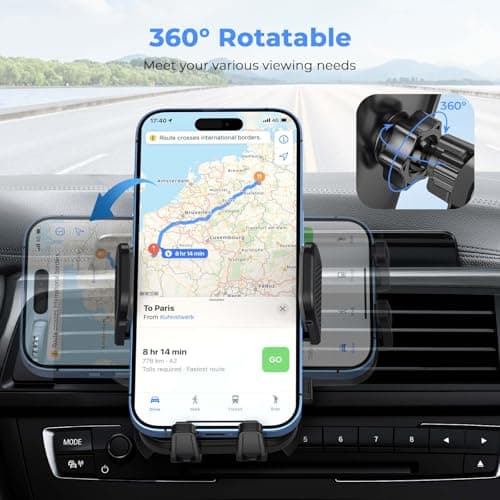 Brencco Car Phone Holder Air Vent, Metal Hook, 360°, 4-7 Inch — view 4