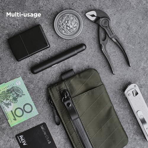 ALPAKA Zip Pouch Pro, Slim Wallet for Men, RFID Blocking, Green X-Pac — view 5