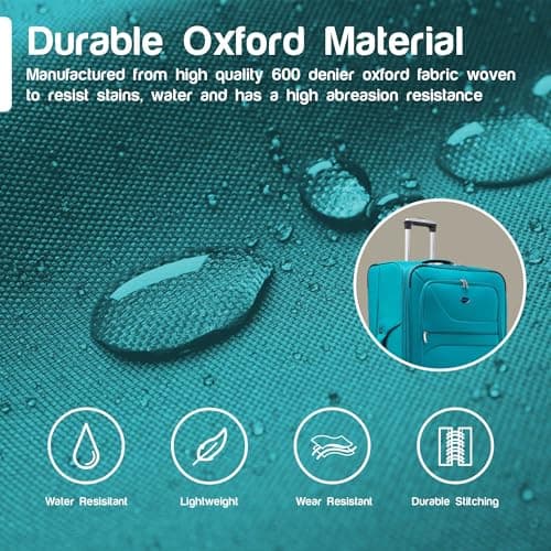 Aerostar Carry-on 20" Lightweight Soft Expandable Suitcase, Hand Luggage 4 Wheels & Combination Lock, 55x35x20cm | Accepted All Airlines easyjet, RyanAir, British Airways (Teal, 36 litres) — view 5