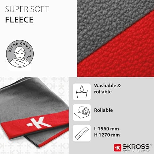 SKROSS Soft Fleece Blanket, Grey & Red — view 3