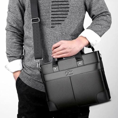 LOCOERDAISHU 15 Inch Laptop Briefcase Messenger Bag for Men Women, Waterproof Laptop Shoulder Bag, Business Laptop Crossbody Daypack for Office Work Travel Outdoor (Black) — view 3