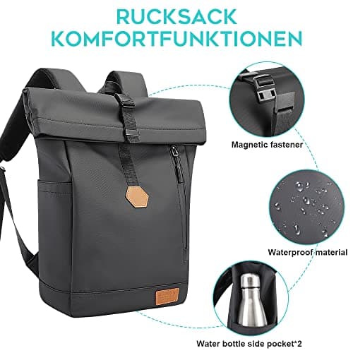 BANGE carry on Backpack fit 15.6 Inch Laptop Backpack Waterproof for Men and Women travel Backpack Cabin Size for Airplanes (Black) — view 5