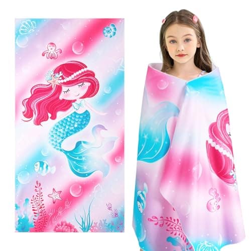 WERNNSAI Mermaid Microfibre Beach Towel for Kids, 76 x 150cm Bath Towel — view 2