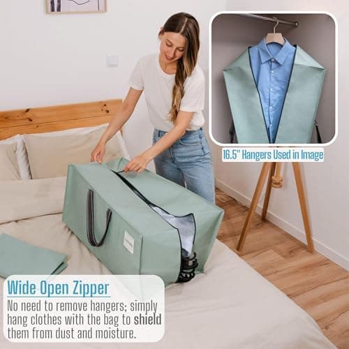 VENO 4 Pack Heavy-Duty Extra Large Moving Bags W/Backpack Straps, Moving House Essentials, Clothes Storage, Packing, Laundry Bags, Reusable and Sustainable (Light Green Matte, 4 Pack) — view 3