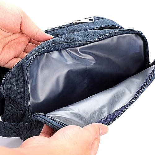 IGNPION Travel Toiletry Wash Bag Dry & Wet Separation Men Dopp Kit Bag Gym Shaving Organiser Bag with 3 Compartments (Dark Blue) — view 3