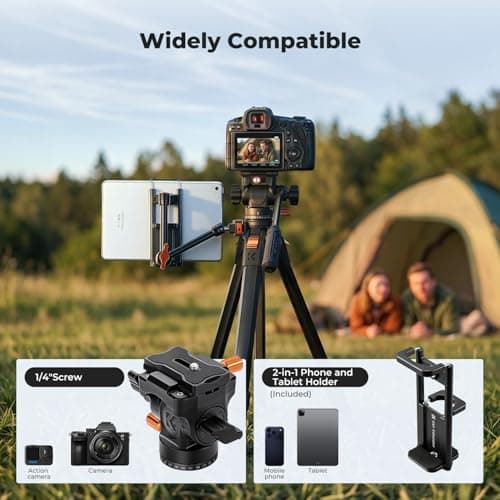 K&F CONCEPT 63"/162cm Camera Tripod with Fluid Head — view 6