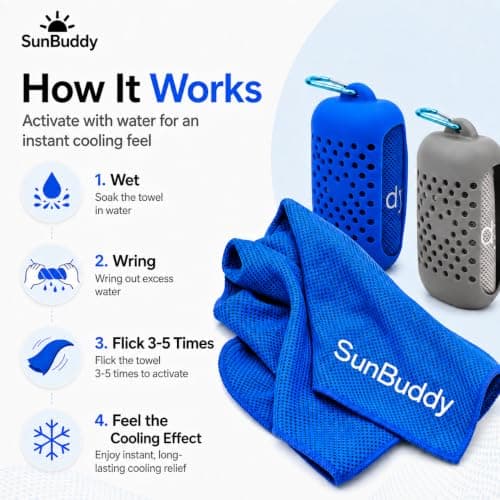 SunBuddy Cooling Towel for Sports – Instant Cooling, Quick Dry, Lightweight Microfibre Towel for Gym, Running, Hiking, Camping, Travel, Fitness & Outdoors (Grey) — view 3