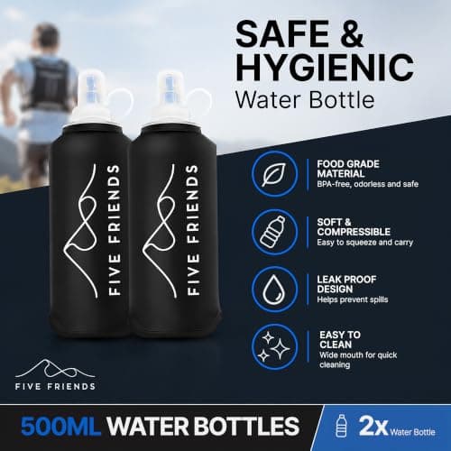 Running Vest with 2 Water Bottles & 3 LED Lights – Lightweight Reflective Hydration Vest with 6 Pockets – Adjustable Running Backpack for Men & Women, Ideal for Marathon & Night Trainings — view 6