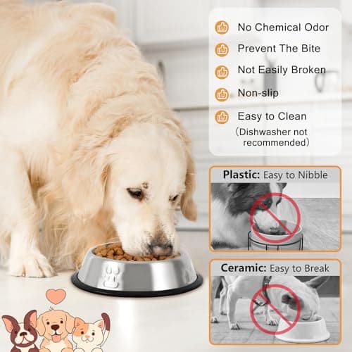 Stainless Steel Cat Bowls, 4 Pack Metal Dog Bowls for Food and Water, Non-Slip Pet Feeding Dish Bowl With Rubber Base for indoor Cats Small Dogs — view 4