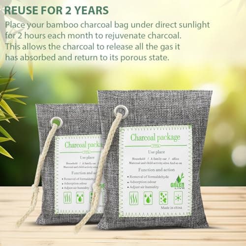 HOTUT Bamboo Charcoal Air Purifying Bags, 4×200g Activated Charcoal Bags, Removes Odors and Moisture, Odor Absorber for Home, Car, Pets, Bathroom (Pack of 3) — view 4
