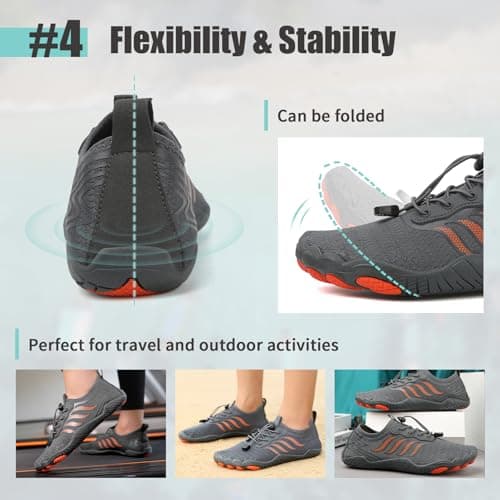 Water Shoes Mens Womens Quick Drying Barefoot Shoes Aqua Swim Beach Shoes for Unisex Pool Boating Surfing Diving Sport Shoes Grey — view 5