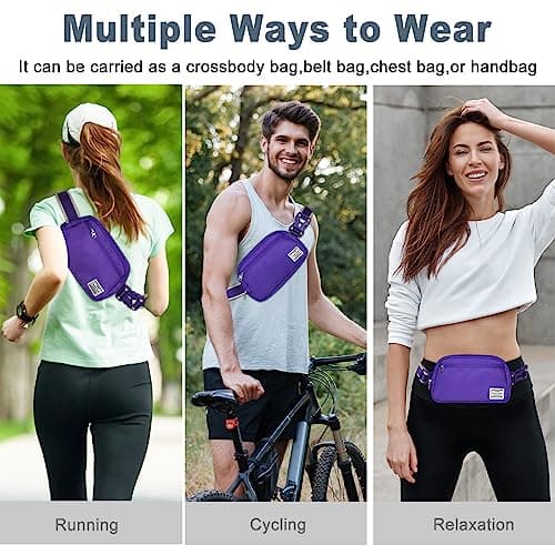 DMLuna Small Crossbody Bags for Women Trendy, Lightweight Waist Pack for Women & Men, Mini Belt Bag, Waist Bag with Adjustable Strap for Running Workout Traveling, Purple — view 3