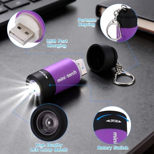 Kssvzz 7 Pack Mini LED Torch with Keyring, USB Rechargeable Torches — view 3