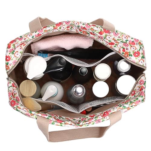 IGNPION Large Travel Toiletry Bag Full Size Travel Wash Bag with Front Pocket Women Large Portable Toiletries Cosmetic Storage Organiser for Swimming, Gym, Trip (Floral Yellow) — view 3