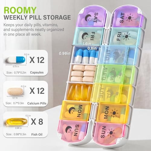 mossime Weekly Pill Organiser 2 Times a Day with Magnetic Closure, Rainbow — view 2