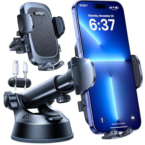 2026 BEST Car Phone Holder [110+LBS Strongest Suction & True Military-Grade]Rotatable Universal Mobile Phone Mount Dashboard Windscreen Vent Cradle Van Accessories for iPhone 16 Pro Max,Dark Black