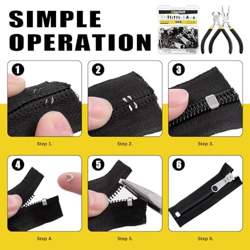 Mardatt 144Pcs Zipper Repair Kit - #3#5#8 Zipper Replacement with Extension Pulls, Installation Pliers for Bags, Tents, Luggage, Jackets, Backpacks, Sleeping Bags — view 6