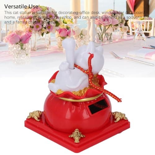 Phefop Solar Powered Lucky Cat Waving Arm (Red) — view 3