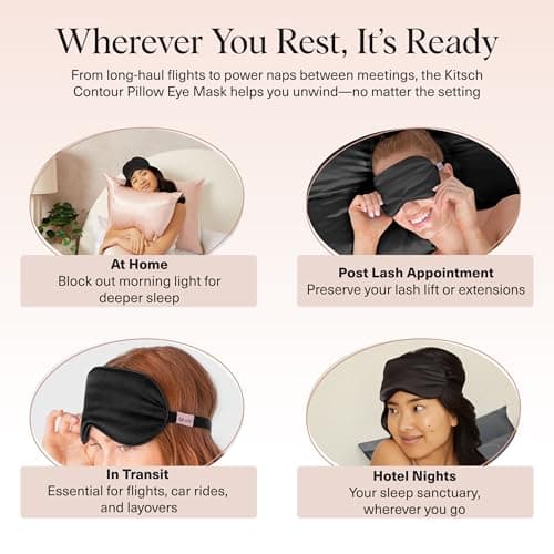 Kitsch Weighted Satin Sleep Mask for Sleep and Travel 116g - Black — view 6