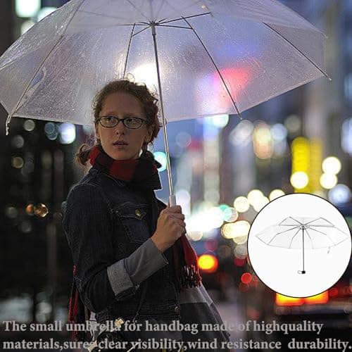 louuuou 2 Pcs Clear Umbrella Set, Fold Portable See Through Umbrella Clear Umbrellas For Weddings For Handbag Men Women Party Fashion Events Walking Handbag Travel — view 5