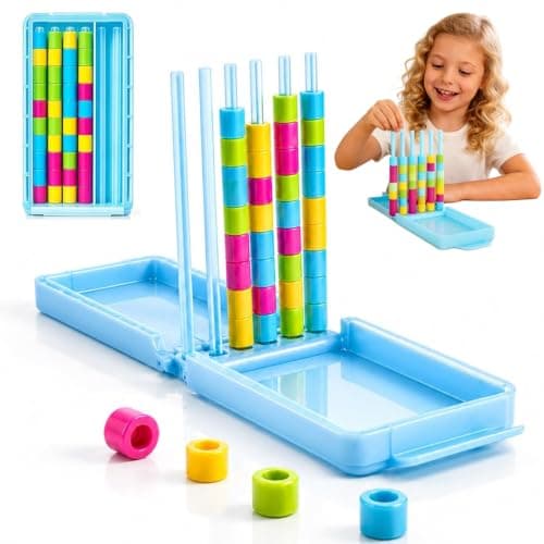 Mini Color Stack Challenge Game, Colour Match Logic Game with 40 Rings