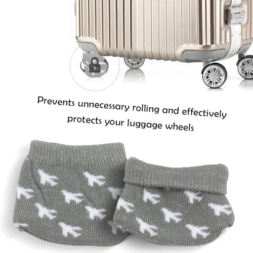 TWZKXC Luggage Wheels Cover Socks, 12 Pack Anti Dust Scratch Luggage Compartment Wheel Protection Cover Full Wrap Fabric Protector Universal Sleeve Case for Suitcase Prevents Floor Bed Dirt, Black — view 4