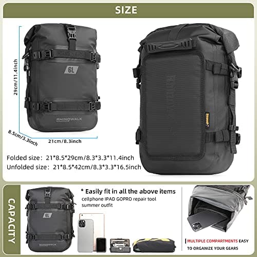 Rhinowalk Motorcycle Front Bumper Bag Tail Bag Motorbike Side Bag 6L Full Waterproof Moto Saddle Pannier Bag Professional Motor Accessories-Black — view 2
