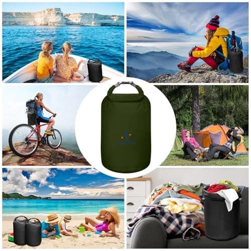 ioutdoor Dry Bag Set,2L/5L/10L/20L Waterproof Dry Sacks (Army Green 2L+5L) — view 6