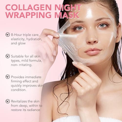 Collagen Night Wrapping Mask, Peel Off Face Mask with Jelly Brush, Jelly Masks for Facials Professional Korean Skin Care, Elasticity & Hydration Care Overnight Collagen Mask for Women — view 2