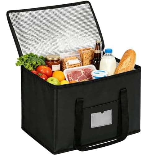 Cooler Bag, Large Grocery Shopping Bag, Reusable Picnic Bag, Foldable Insulated Cool Bag Soft Cooler for Hot and Cold Food Delivery, Picnic, Family Shopping, Camping, BBQ, Beach, Outdoor Travel