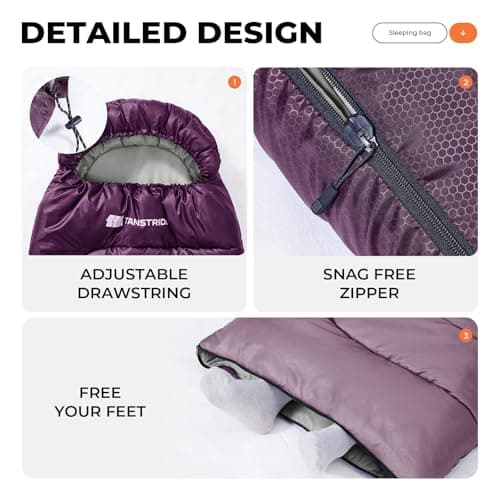 TANSTRIDER Sleeping Bags for Adults Warm Weather, Compact Lightweight Backpacking Sleeping Bag with Compression Sack for Youth, Camping Essentials Gear for Hiking Travel Climbing Outdoor & Indoor Use — view 3