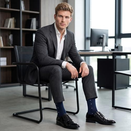 Zuimei 6 Pairs Men's Cotton Socks Business Smart Dress Crew Socks — view 3
