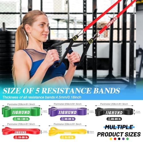 Resistance Bands Set, 5 Levels Exercise Bands Pull Up Bands for Men Women, Pull Up Assistance Bands for Strength Training, Pilates, Yoga, Muscle Toning, Body Stretching — view 2
