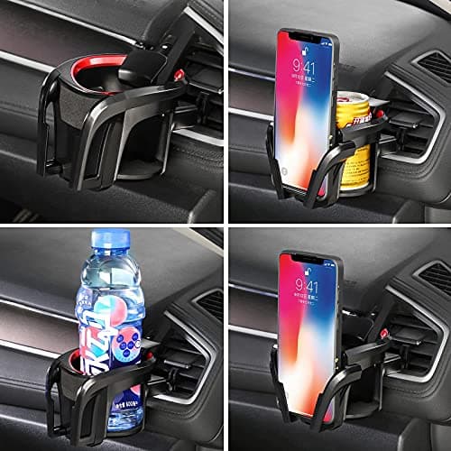 Tawveml UMISKY Car Cup Holder Mount, 2 in 1 Adjustable Smart Phone Mount Bracket Stand Cradle Car Air Vent Cup Holder for Hot Drinks Compatible with Most Vehicles (Red&Black) — view 6
